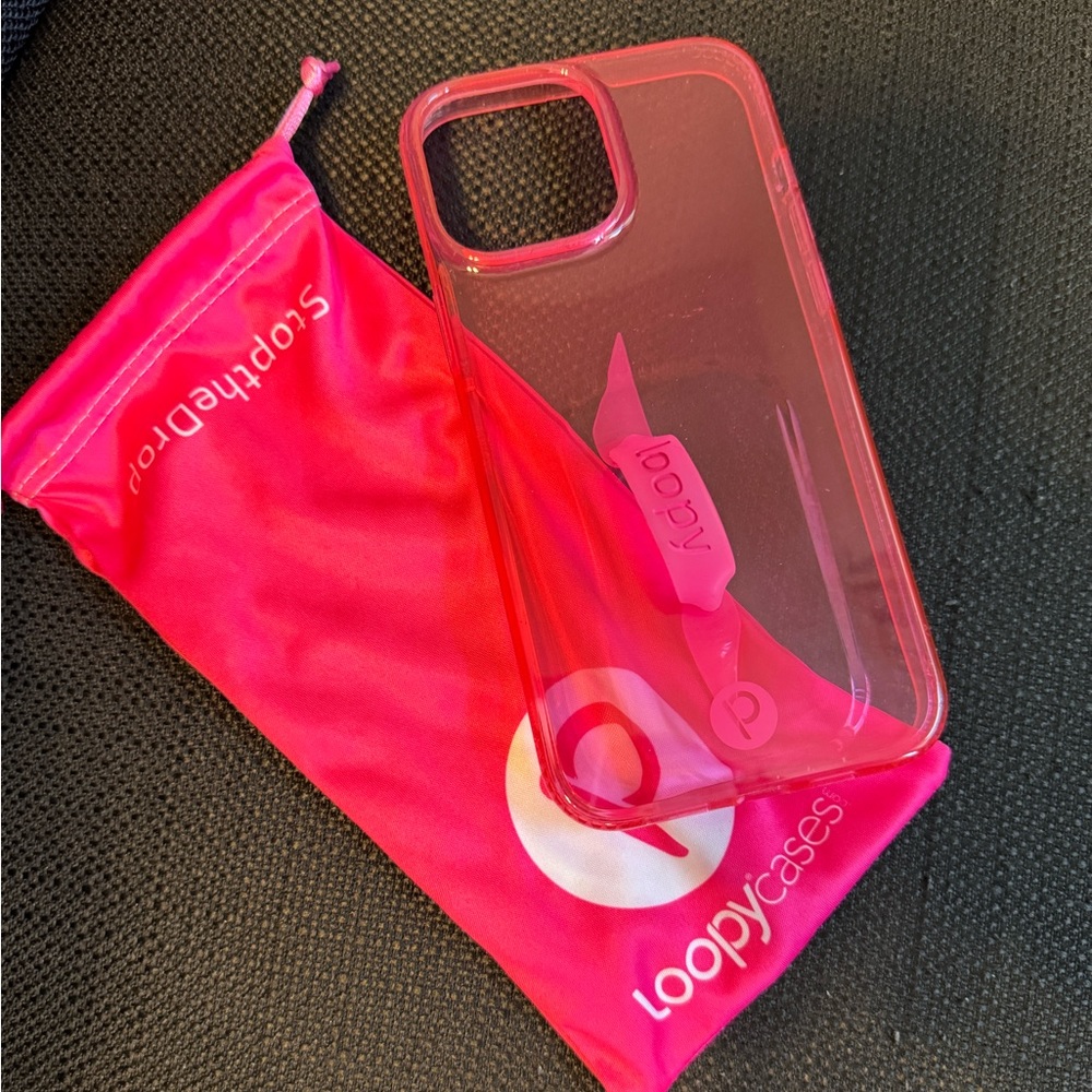 EUC Loopy Neon Pink Clear iPhone 13/12 Pro Max 6.7”Gloss Edition / Righty